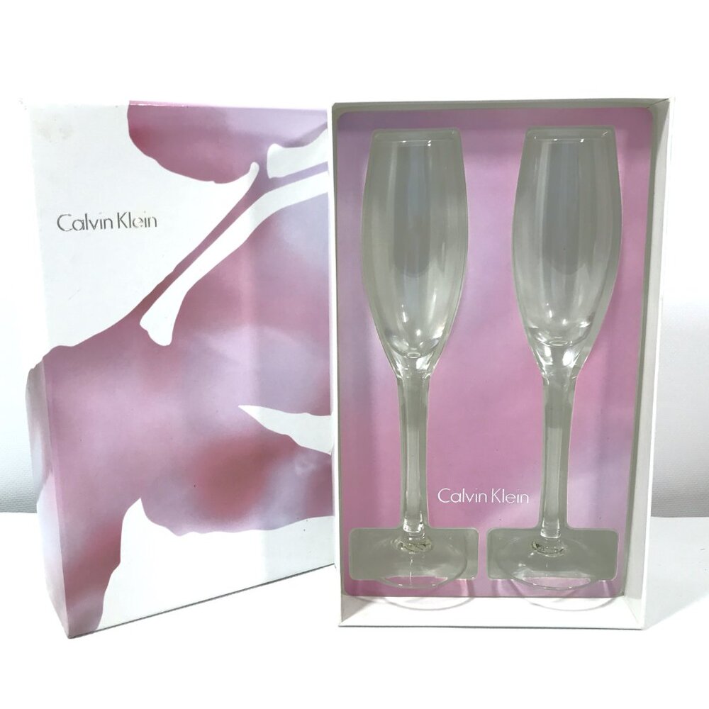 Calvin Klein Champagne Flute Set, Handblown Glass